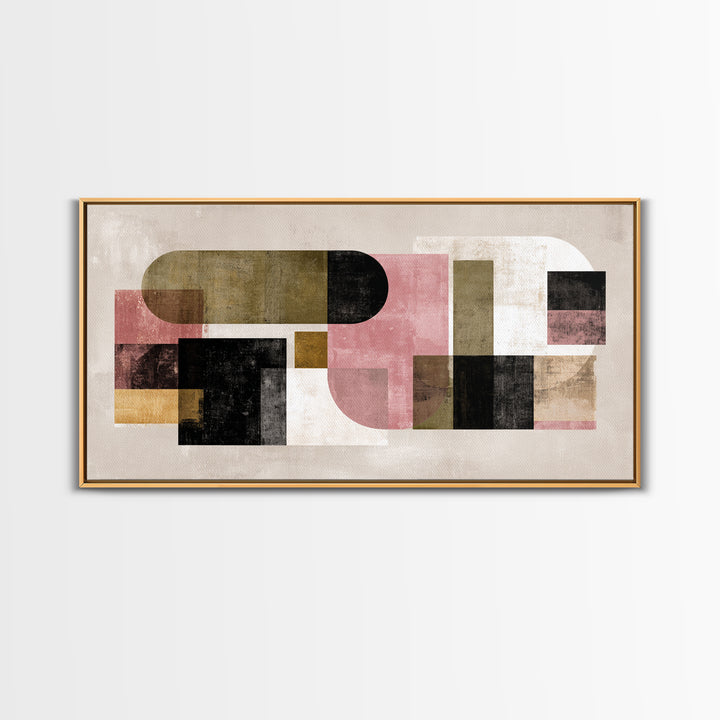 Mid Century Geometric Artwork Canvas Print, Living Room Art, Digital Prints, Living Room Decor, Abstract Art, Living, LIR-2x1-52