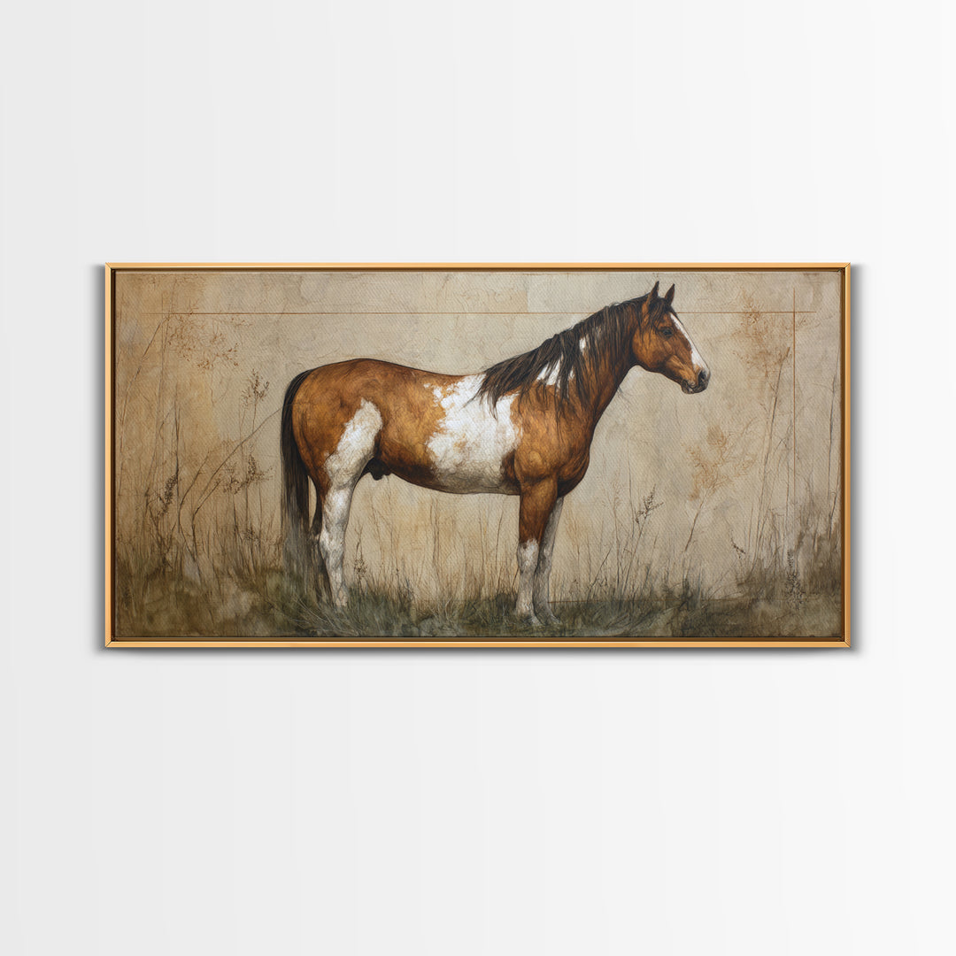 Contemporary Horse Portrait Canvas Print, Living Room Art, Painting, Living Room Decor, Fine Art, Living, Bedroom Decor, LIR-2x1-54