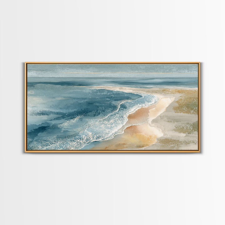 Coastal Aerial Shoreline Framed Canvas Print, Living Room Art, Bedroom Decor, Living Room Decor, Living, Bedroom Wall Art, LIR-2x1-55