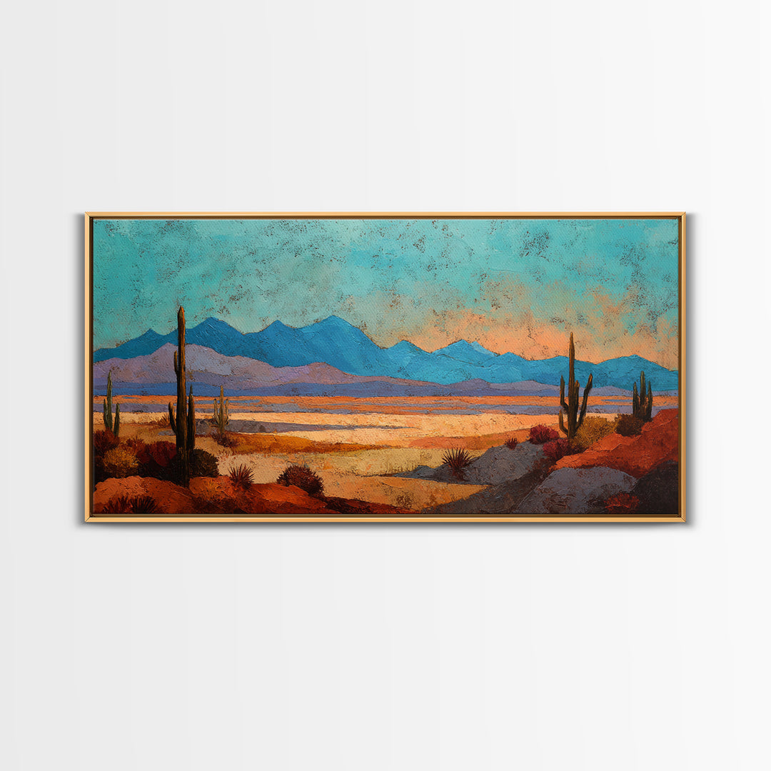 Earthy Desert Landscape Framed Canvas Print, Living Room Art, Living Room Decor, Watercolor Art, Living, New Home Gift, LIR-2x1-56