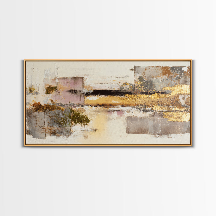Gold Accented Abstract Brushwork Canvas Print, Living Room Art, Digital Prints, Living Room Decor, Abstract Art, Living, LIR-2x1-58