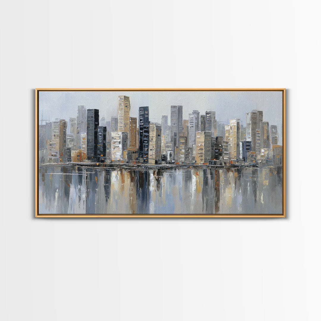 Modern City Skyline Canvas Print, Living Room Art, Home Decor, Living Room Decor, Abstract Art, Living, Large Wall Art, LIR-2x1-66