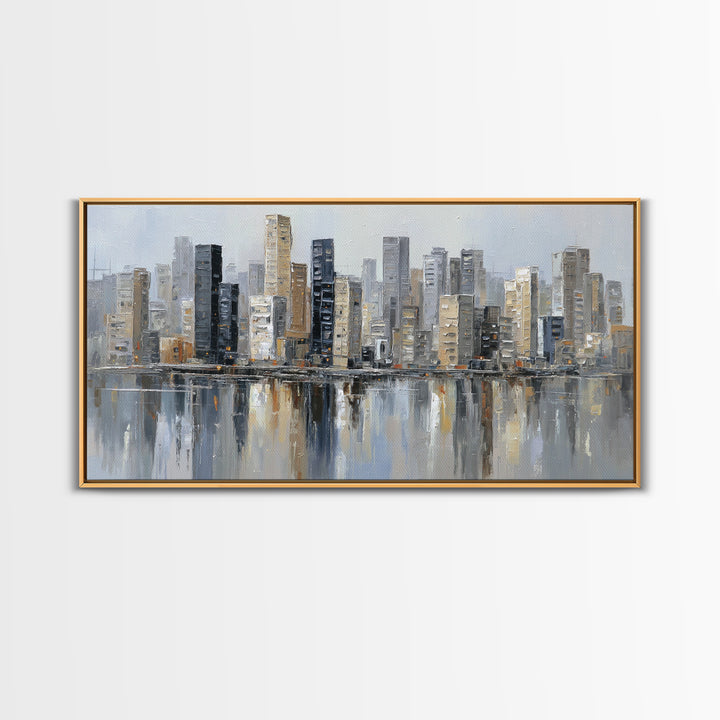 Modern City Skyline Canvas Print, Living Room Art, Home Decor, Living Room Decor, Abstract Art, Living, Large Wall Art, LIR-2x1-66