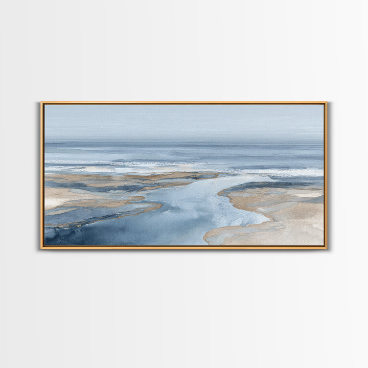 Coastal Aerial Shoreline Framed Canvas Print, Living Room Art, Digital Prints, Living Room Decor, Living, Apartment Decor, LIR-2x1-7