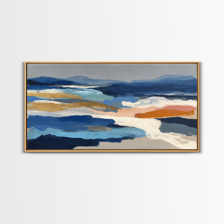 Gold Accented Abstract Brushwork Canvas Print, Living Room Art, Digital Prints, Living Room Decor, Abstract Art, Living, LIR-2x1-82