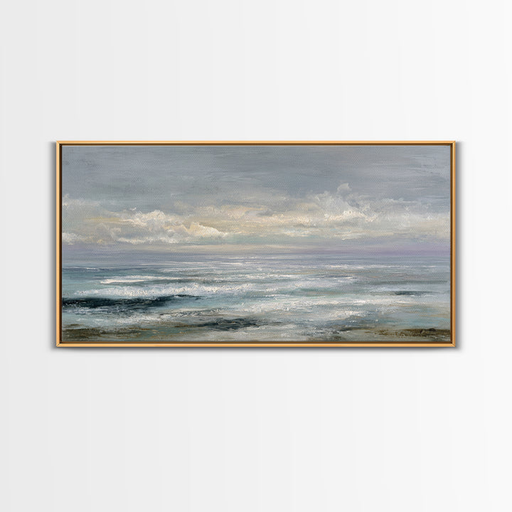 Large Cloudscape with Gentle Movement Framed Canvas Print, Living Room Art, Boho Wall Art, Living Room Decor, Fine Art, Living, LIR-2x1-87