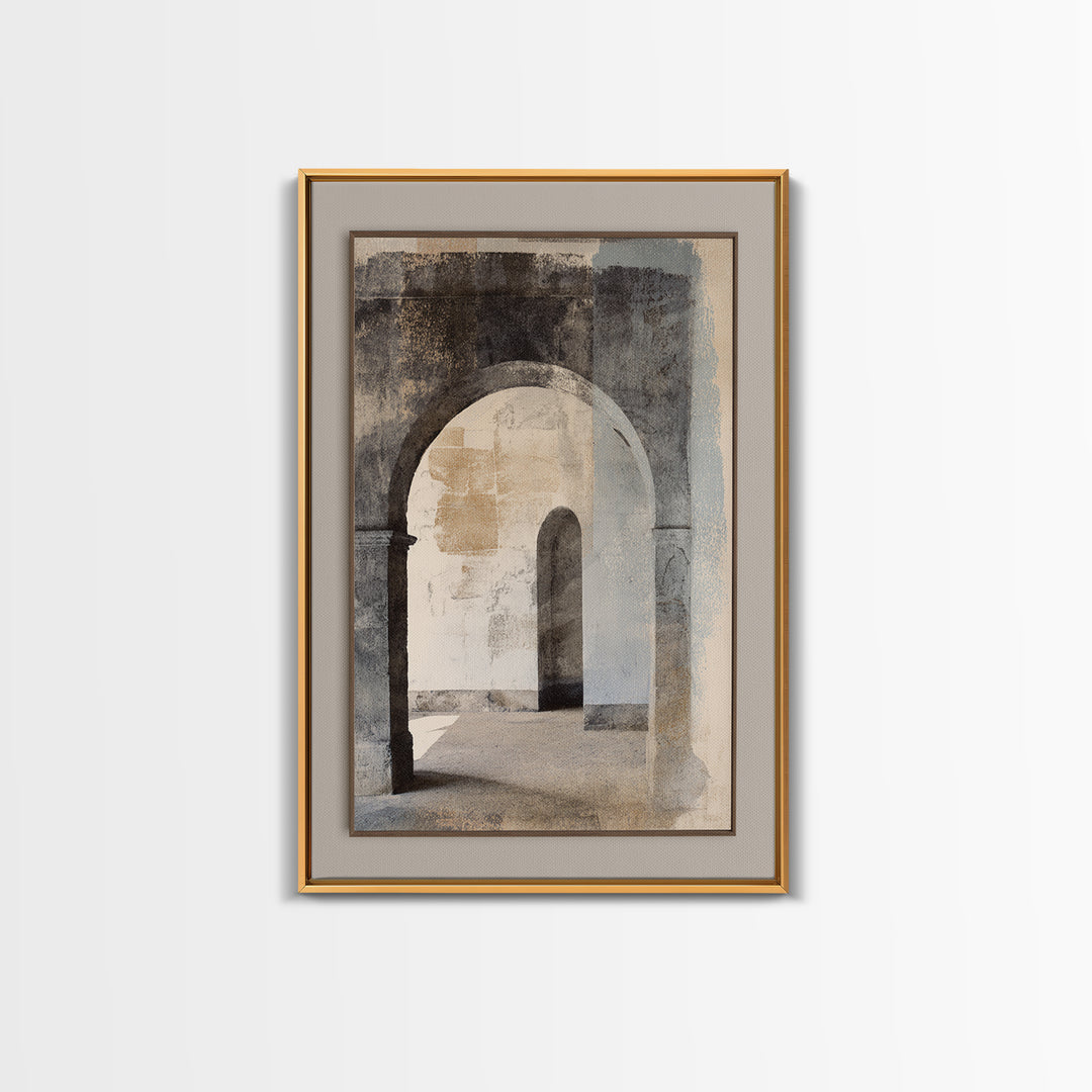 Black and White Architectural Arch Composition Canvas Print, Living Room Art, Minimalist Decor, Living Room Decor, Living, LIR-2x3-15