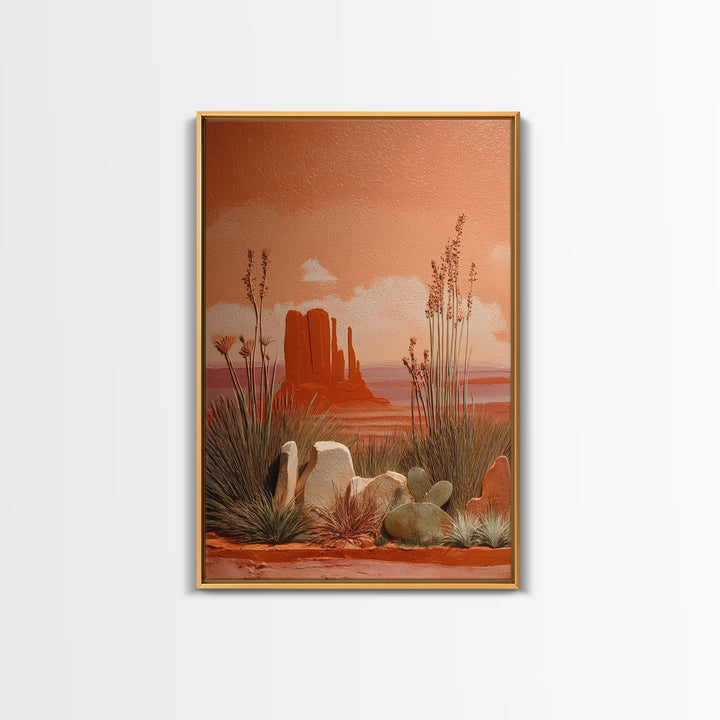 Earthy Desert Landscape Framed Canvas Print, Living Room Art, Art Nouveau, Living Room Decor, Fine Art, Living, Modern Wall Art, LIR-2x3-20