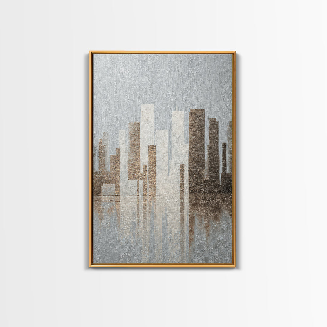 Modern City Skyline Framed Canvas Print, Living Room Art, Minimalist Decor, Living Room Decor, Fine Art, Living, LIR-2x3-30