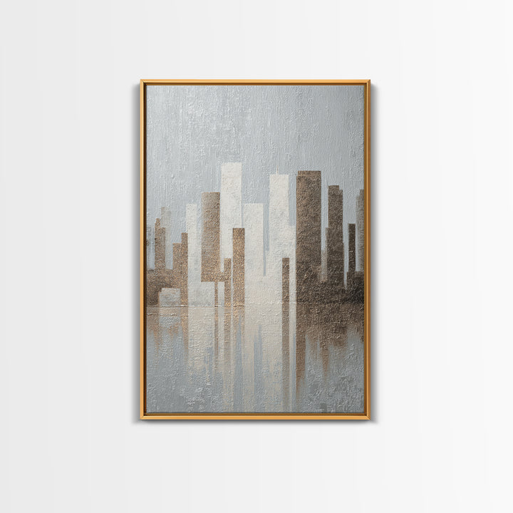 Modern City Skyline Framed Canvas Print, Living Room Art, Minimalist Decor, Living Room Decor, Fine Art, Living, LIR-2x3-30