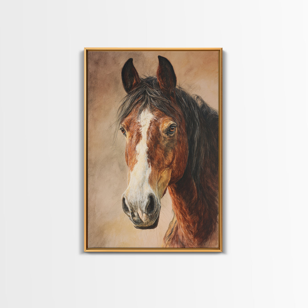 Contemporary Horse Portrait Framed Canvas Print, Living Room Art, Home Decor, Living Room Decor, Fine Art, Living, LIR-2x3-42