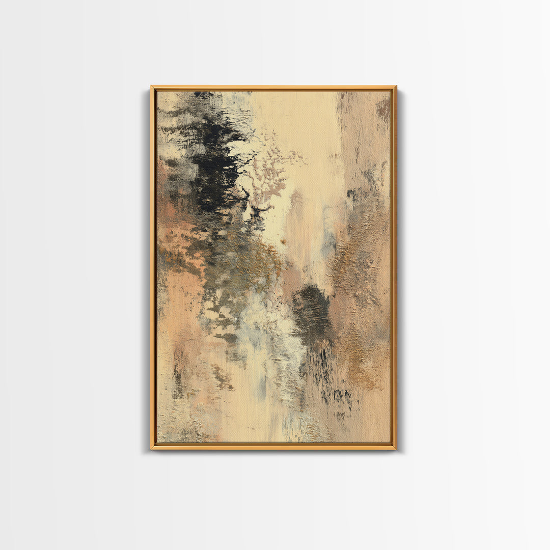 Gold Accented Abstract Brushwork Framed Canvas Print, Living Room Art, Art, Living Room Decor, Fine Art, Living, Art Nouveau, LIR-2x3-46