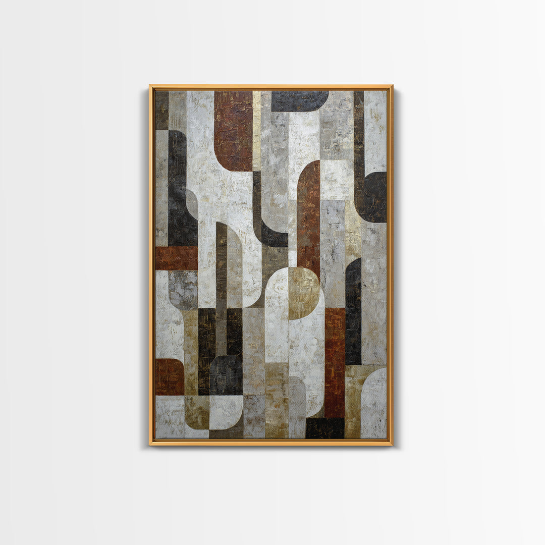 Monochrome Stone Texture Abstraction Framed Canvas Print, Living Room Art, Art Nouveau, Living Room Decor, Abstract Art, Living, LIR-2x3-53