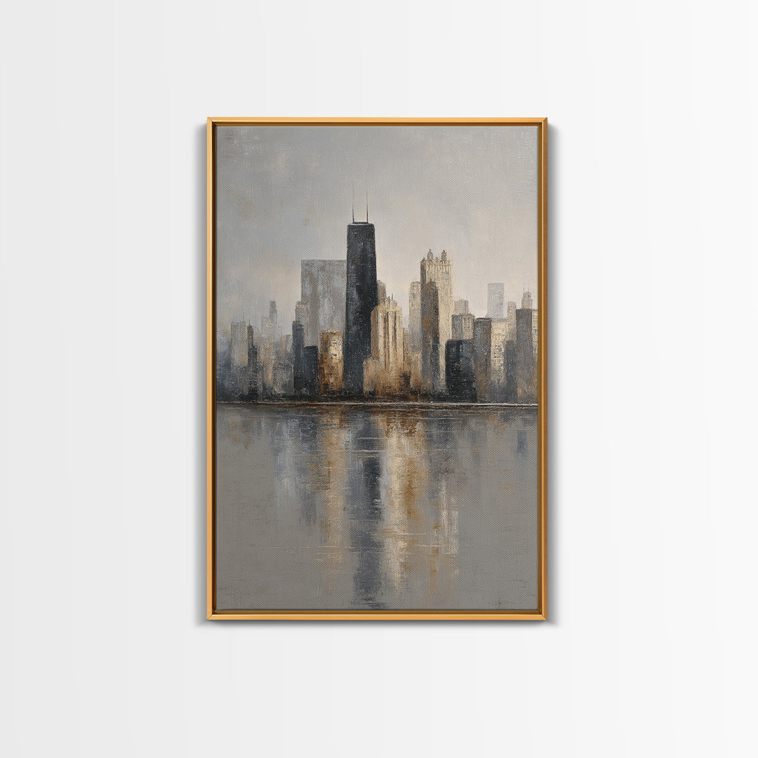 Modern City Skyline Canvas Print, Living Room Art, Living Room Decor, Abstract Art, Living, Bedroom Decor, Apartment Decor, LIR-2x3-54