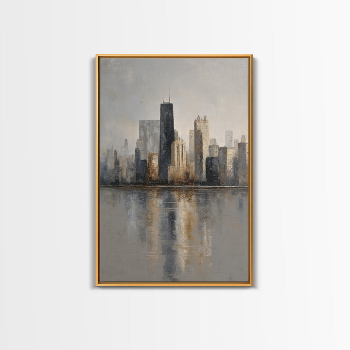Modern City Skyline Canvas Print, Living Room Art, Living Room Decor, Abstract Art, Living, Bedroom Decor, Apartment Decor, LIR-2x3-54