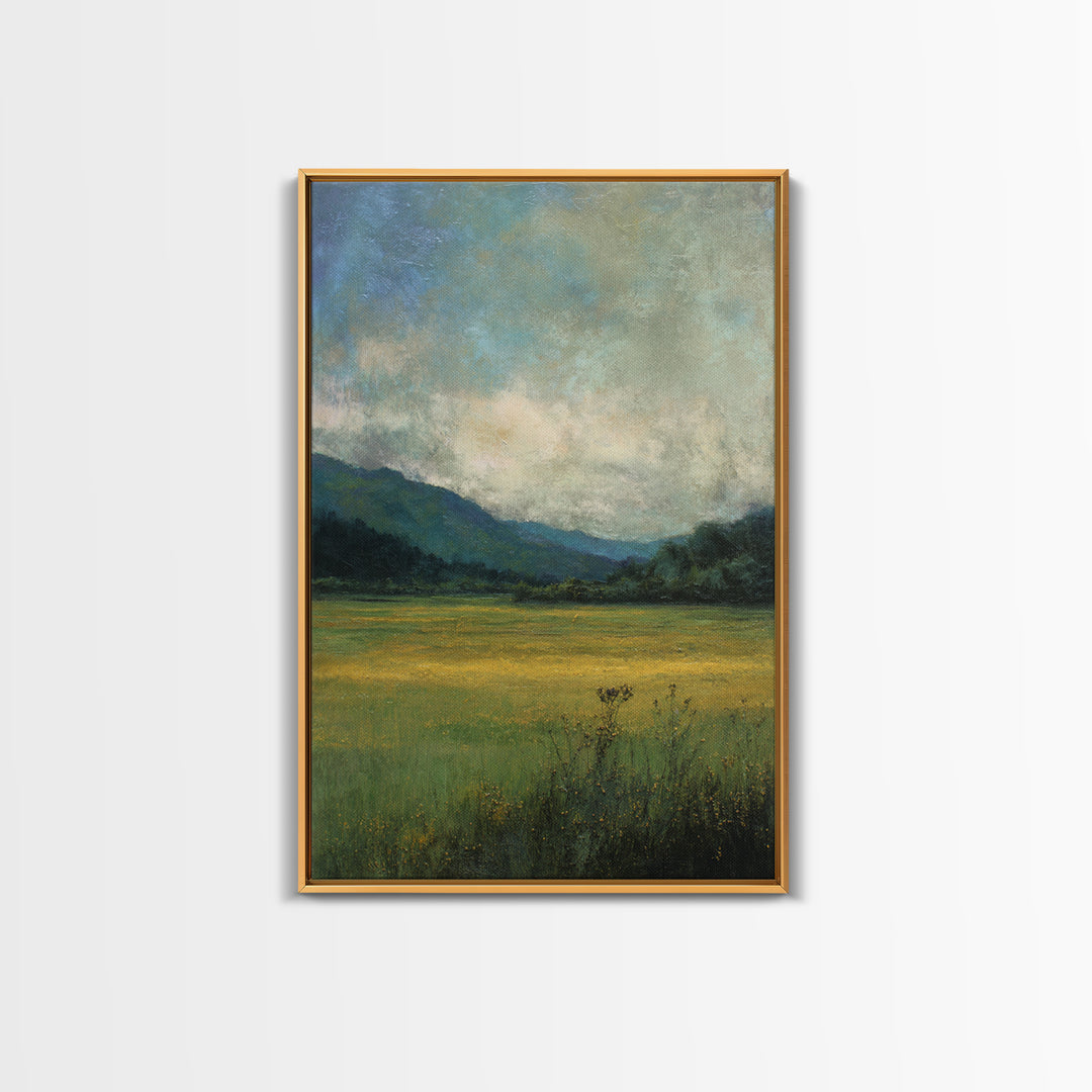 Quiet Meadow Landscape Framed Canvas Print, Living Room Art, Printable, Living Room Decor, Oil Painting, Living, Printable Art, LIR-2x3-55