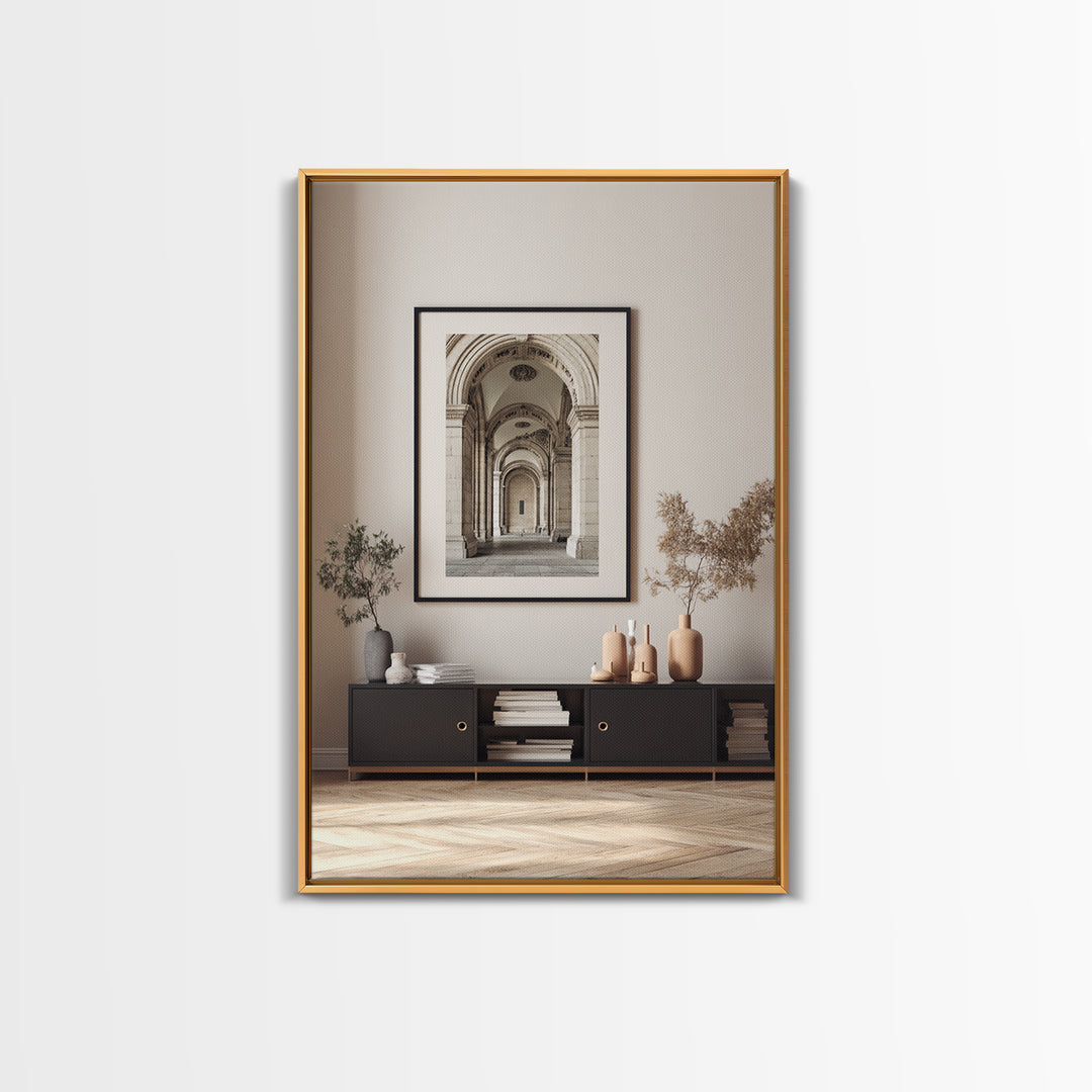Black and White Architectural Arch Composition Canvas Print, Living Room Art, Abstract Art, Living Room Decor, Living, LIR-2x3-63