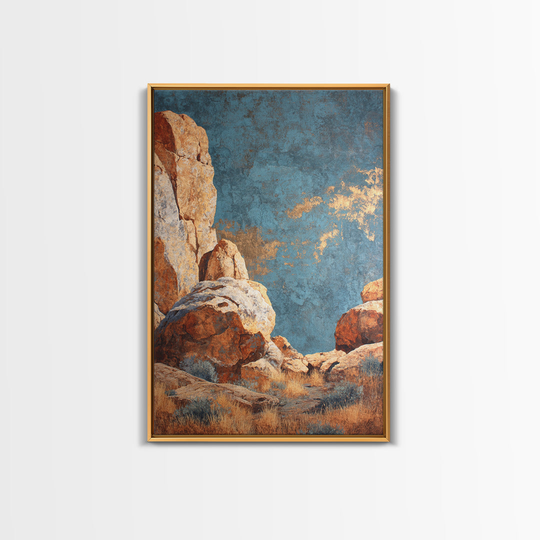Earthy Desert Landscape Framed Canvas Print, Living Room Art, Apartment Decor, Living Room Decor, Oil Painting, Living, LIR-2x3-68