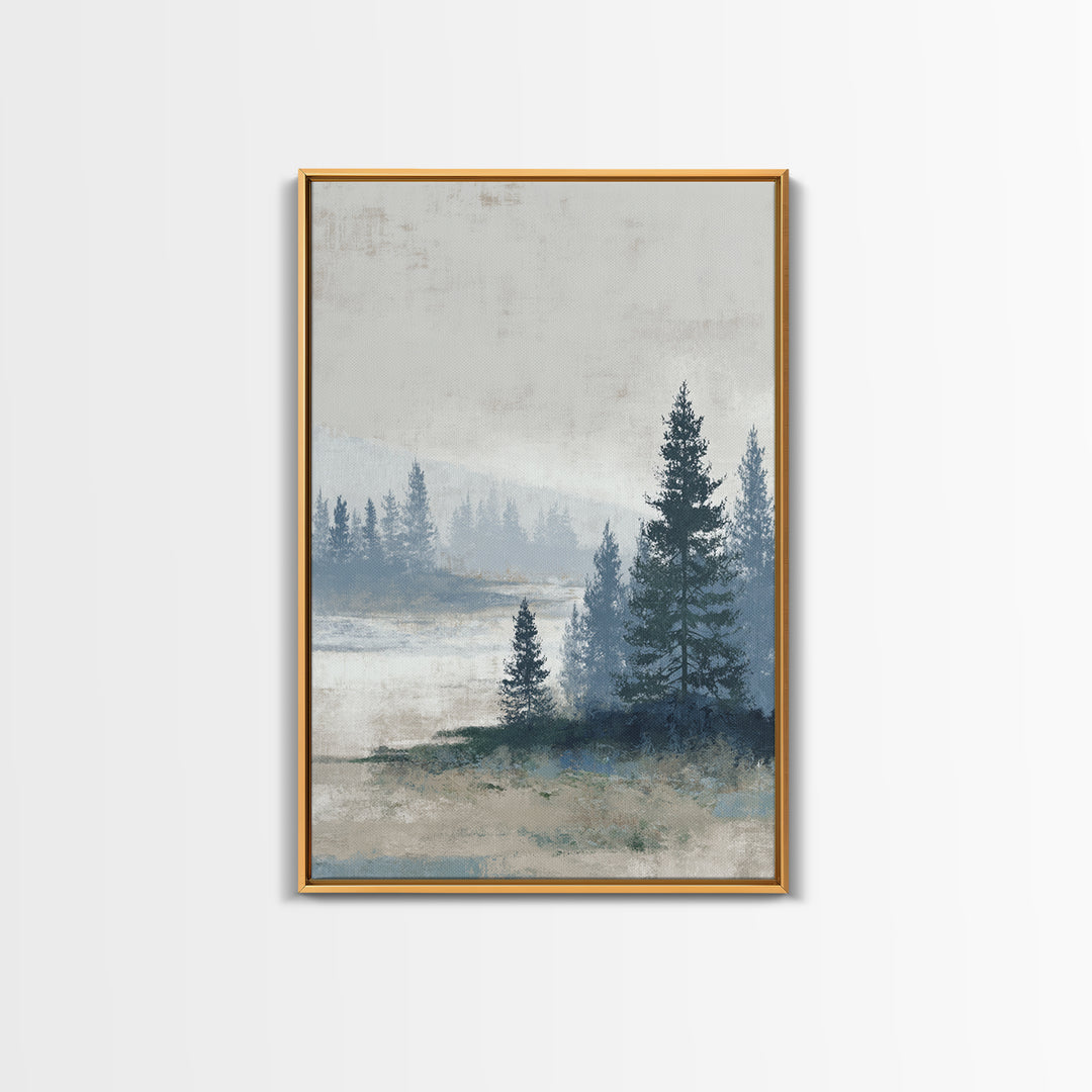 Minimal Scandinavian Forest Framed Canvas Print, Living Room Art, New Home Gift, Living Room Decor, Fine Art, Living, LIR-2x3-69