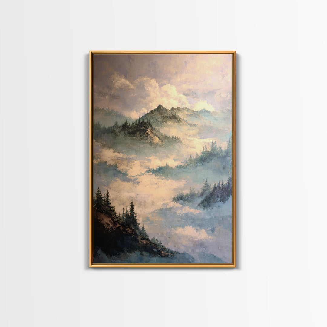 Classic Mountain Panorama for Cozy Interiors Canvas Print, Living Room Art, Home, Living Room Decor, Fine Art, Living, LIR-2x3-72