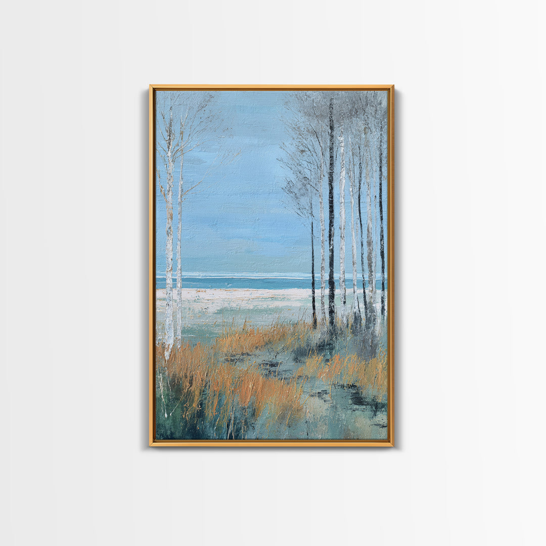 Minimal Scandinavian Forest Framed Canvas Print, Living Room Art, New Home Gift, Living Room Decor, Fine Art, Living, LIR-2x3-93