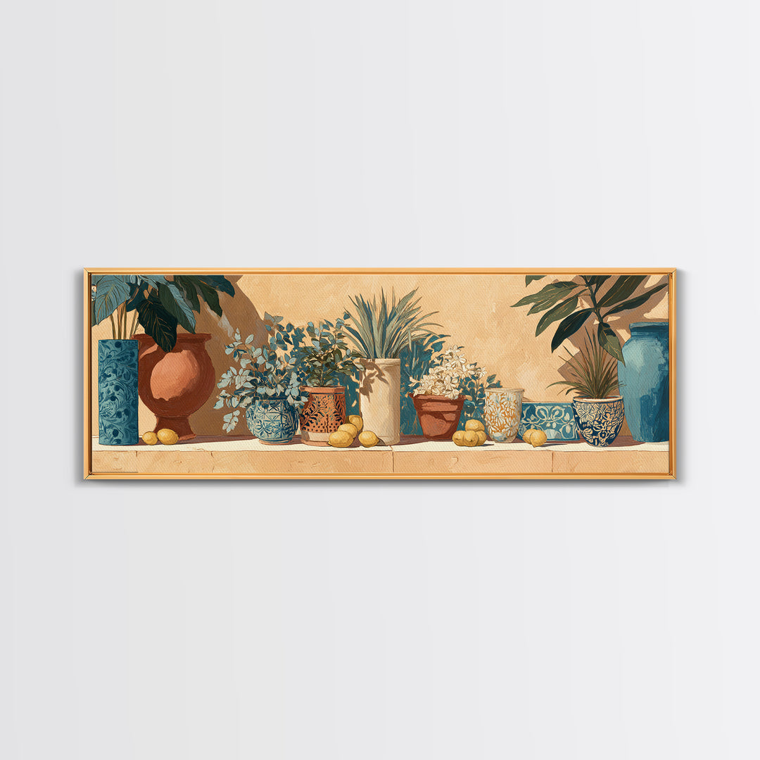Warm Mediterranean Lemon Still Life Framed Canvas Print, Living Room Art, Art Print, Living Room Decor, Fine Art, Living, LIR-3x1-10