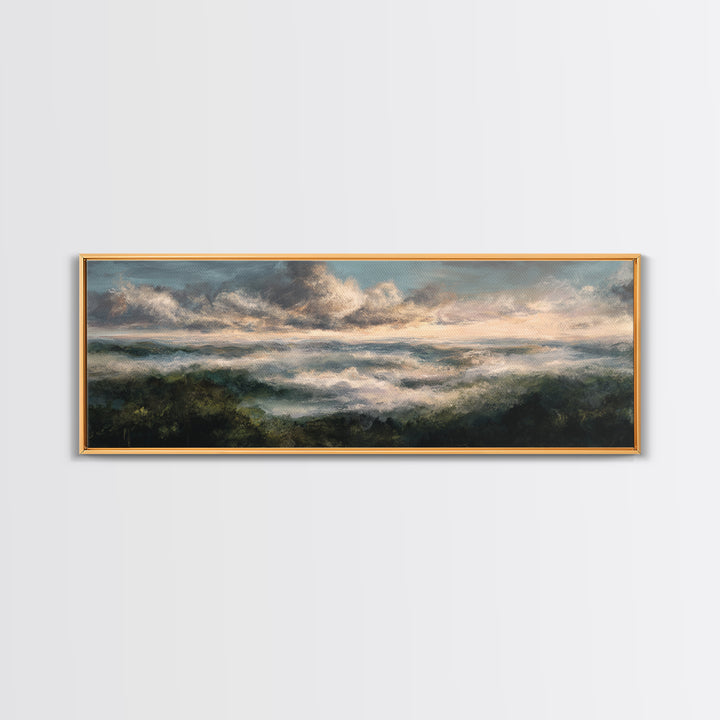 Large Cloudscape with Gentle Movement Canvas Print, Living Room Art, 3 Piece Wall Art, Living Room Decor, Watercolor Art, LIR-3x1-11