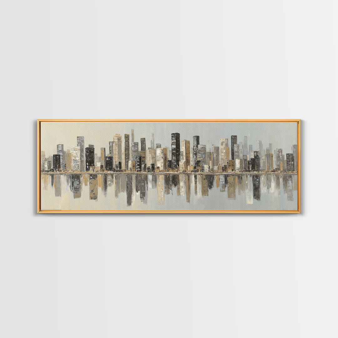 Modern City Skyline Canvas Print, Living Room Art, Modern Decor, Living Room Decor, Abstract Art, Living, Wall Decor, LIR-3x1-14