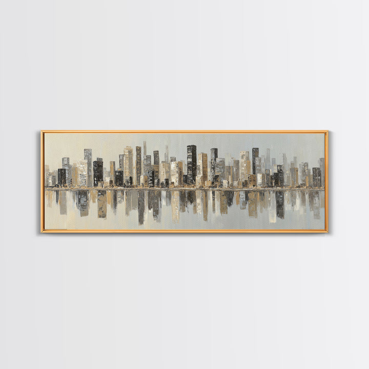 Modern City Skyline Canvas Print, Living Room Art, Modern Decor, Living Room Decor, Abstract Art, Living, Wall Decor, LIR-3x1-14