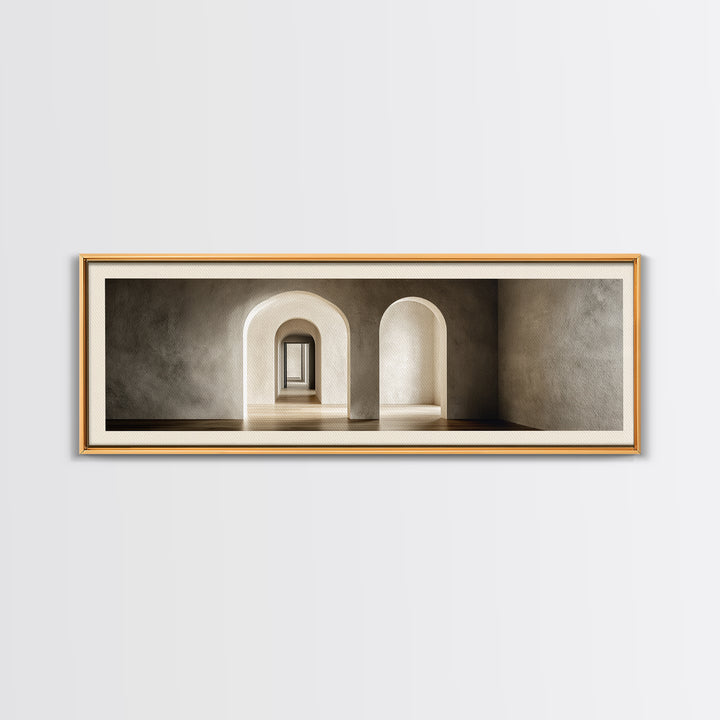 Black and White Architectural Arch Composition Framed Canvas Print, Living Room Art, Room Decor, Living Room Decor, Living, LIR-3x1-23