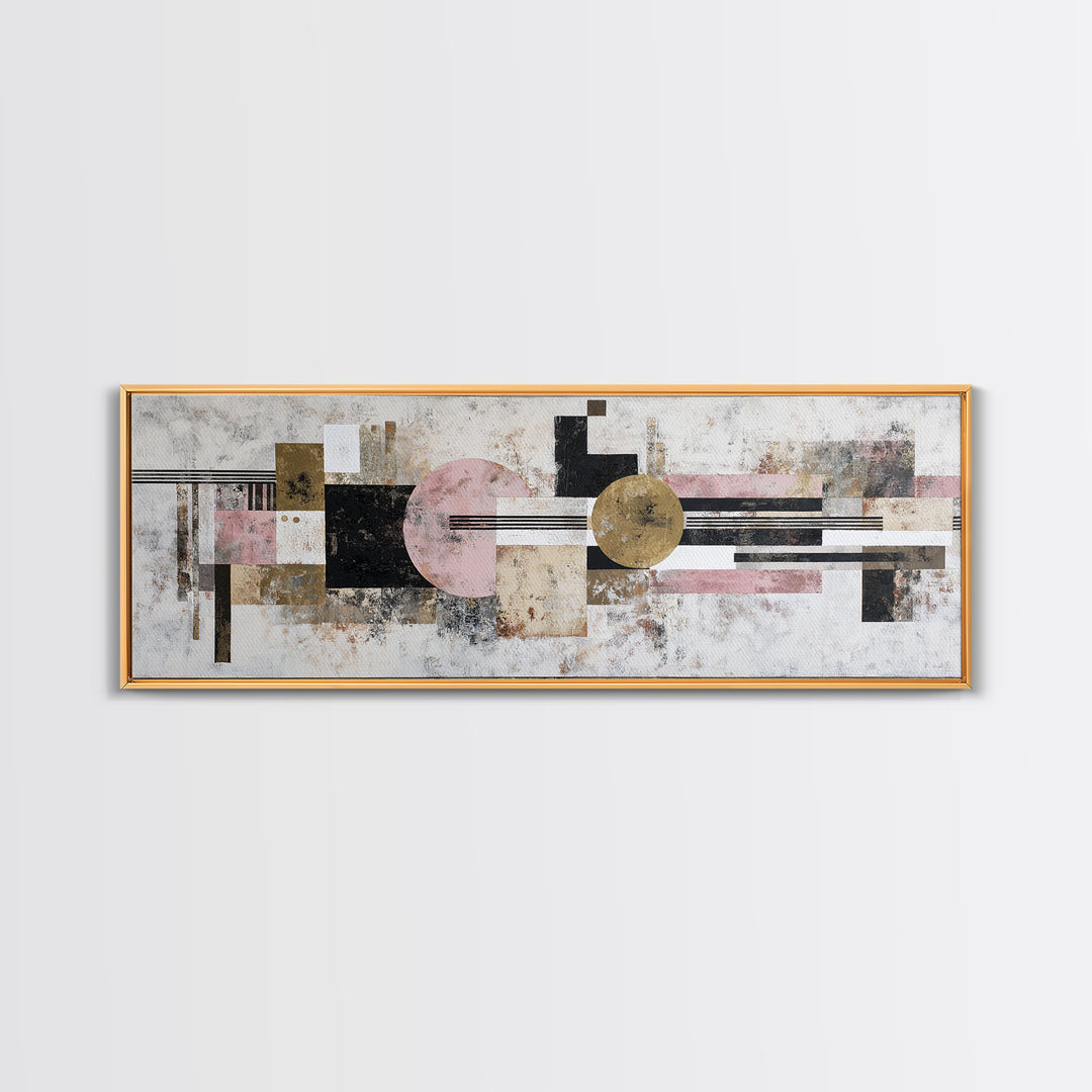 Mid Century Geometric Artwork Canvas Print, Living Room Art, Living Room Wall Art, Living Room Decor, Abstract Art, Living, LIR-3x1-24