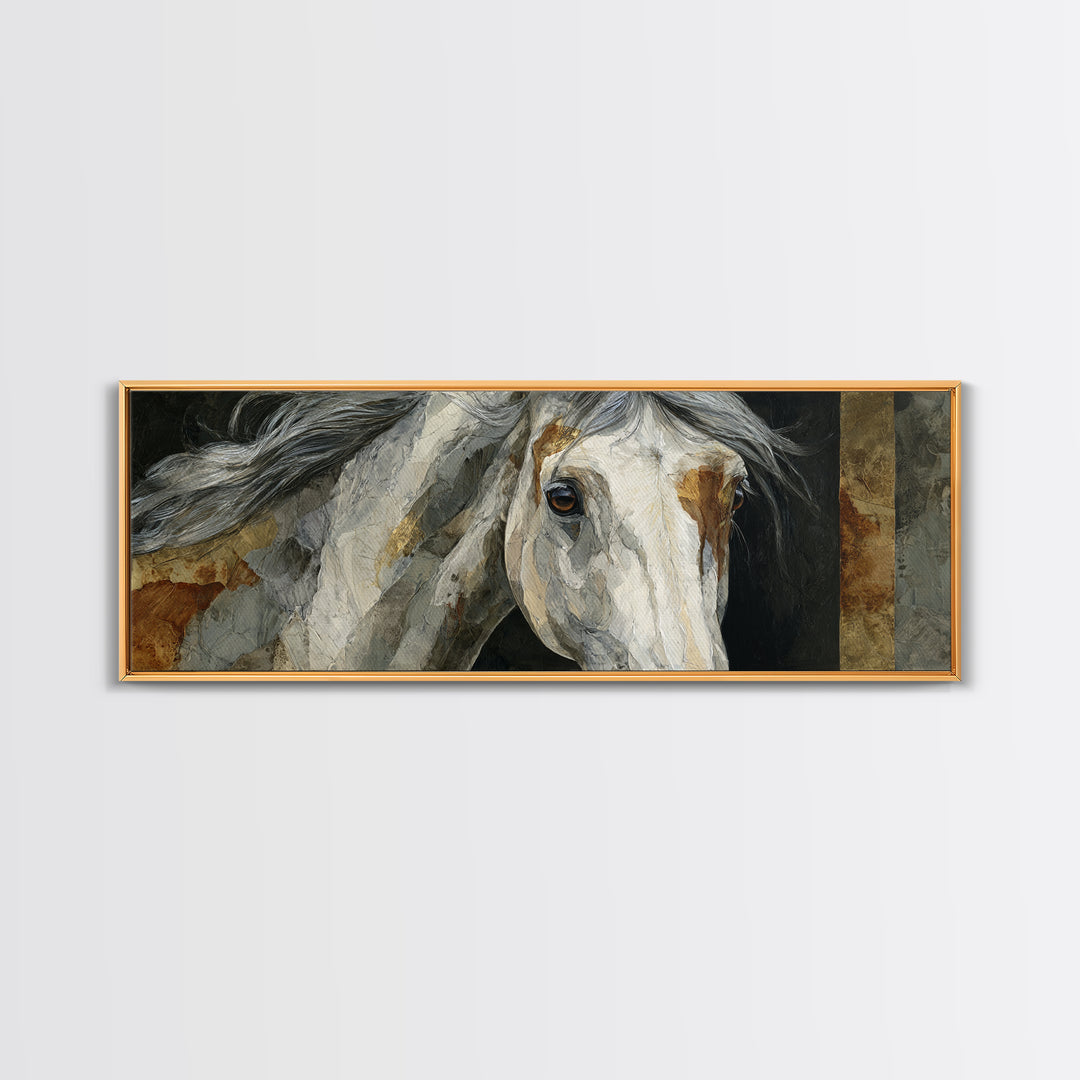 Contemporary Horse Portrait Canvas Print, Living Room Art, Abstract Art, Living Room Decor, Living, Living Room Wall Art, LIR-3x1-26