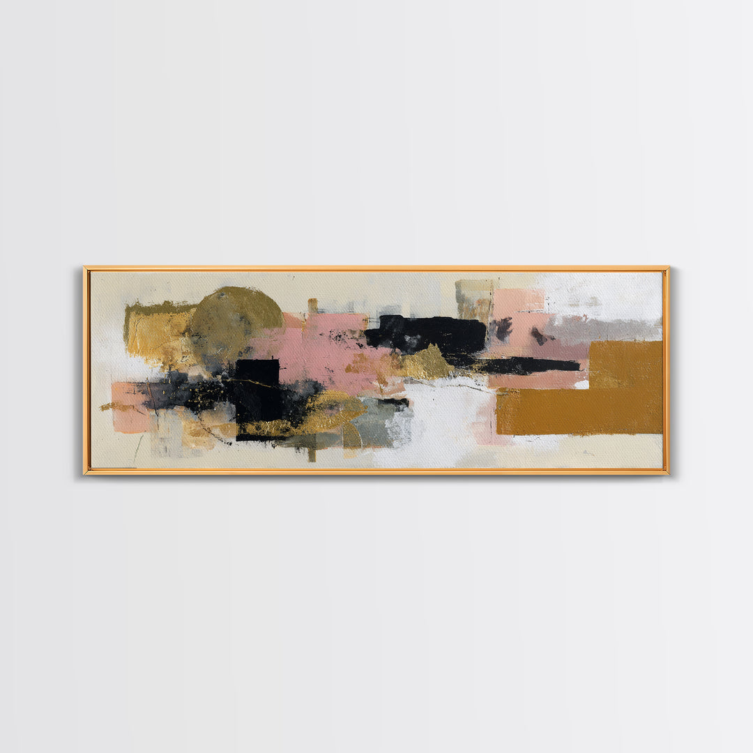 Gold Accented Abstract Brushwork Canvas Print, Living Room Art, Digital Prints, Living Room Decor, Abstract Art, Living, LIR-3x1-30