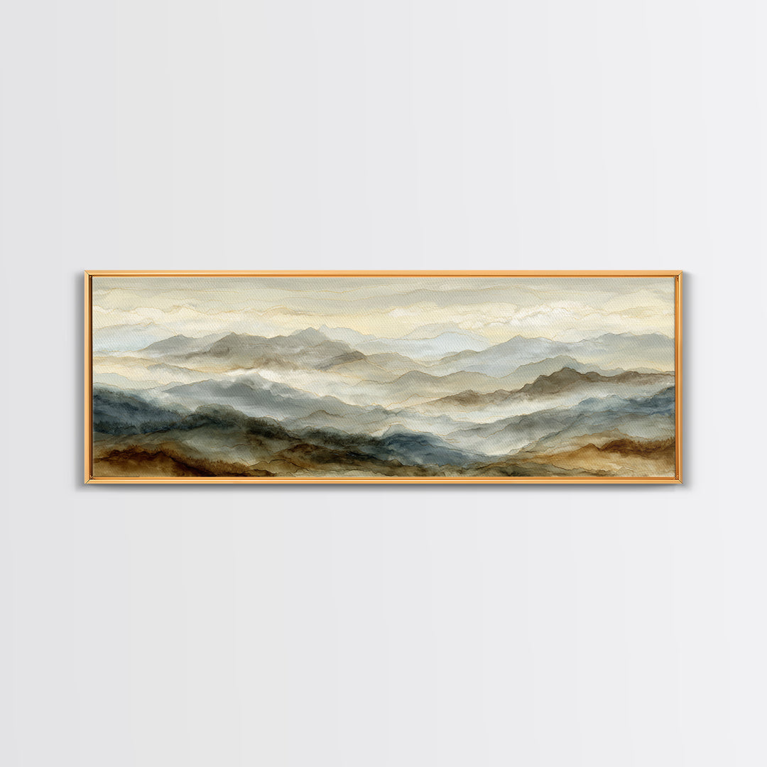 Classic Mountain Panorama for Cozy Interiors Canvas Print, Living Room Art, 3 Piece Wall Art, Living Room Decor, Living, LIR-3x1-32