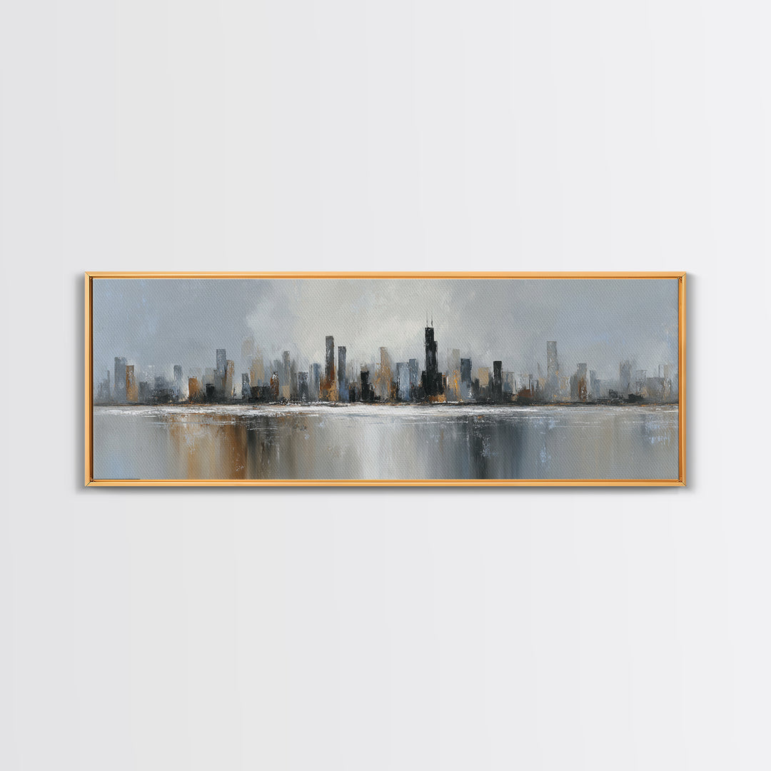 Modern City Skyline Canvas Print, Living Room Art, Digital Wall Art, Living Room Decor, Fine Art, Living, Oversized Wall Art, LIR-3x1-38