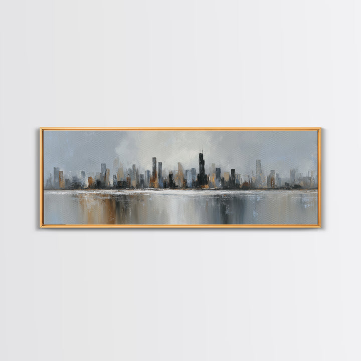 Modern City Skyline Canvas Print, Living Room Art, Digital Wall Art, Living Room Decor, Fine Art, Living, Oversized Wall Art, LIR-3x1-38