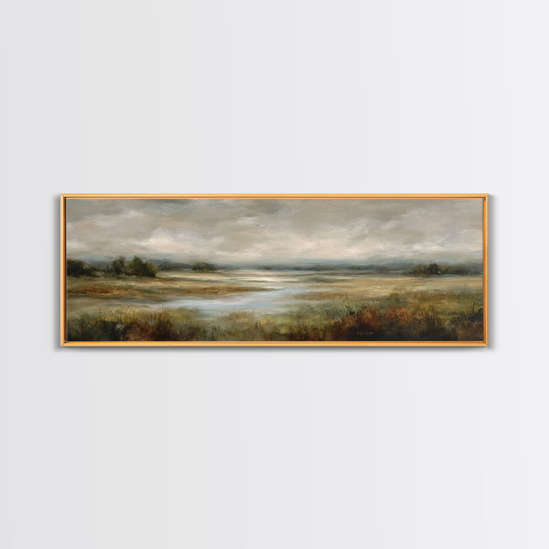 Quiet Meadow Landscape Framed Canvas Print, Living Room Art, Contemporary Art, Living Room Decor, Living, Oil Painting, LIR-3x1-63