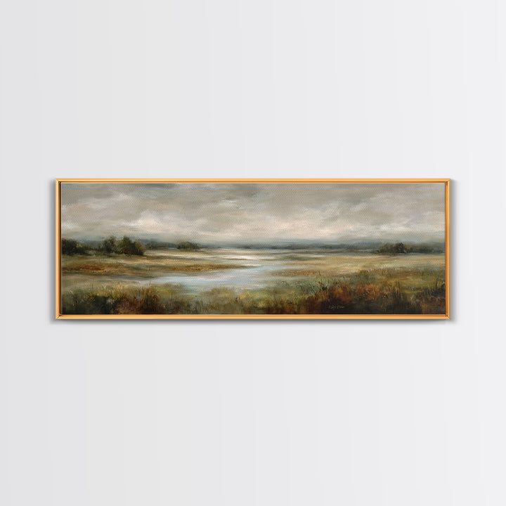 Quiet Meadow Landscape Framed Canvas Print, Living Room Art, Contemporary Art, Living Room Decor, Living, Oil Painting, LIR-3x1-63