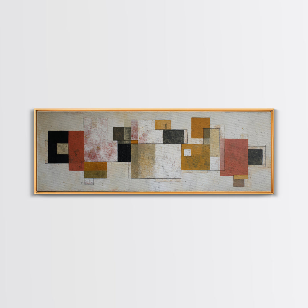 Mid Century Geometric Artwork Framed Canvas Print, Living Room Art, Art, Living Room Decor, Fine Art, Living, Art Nouveau, LIR-3x1-72