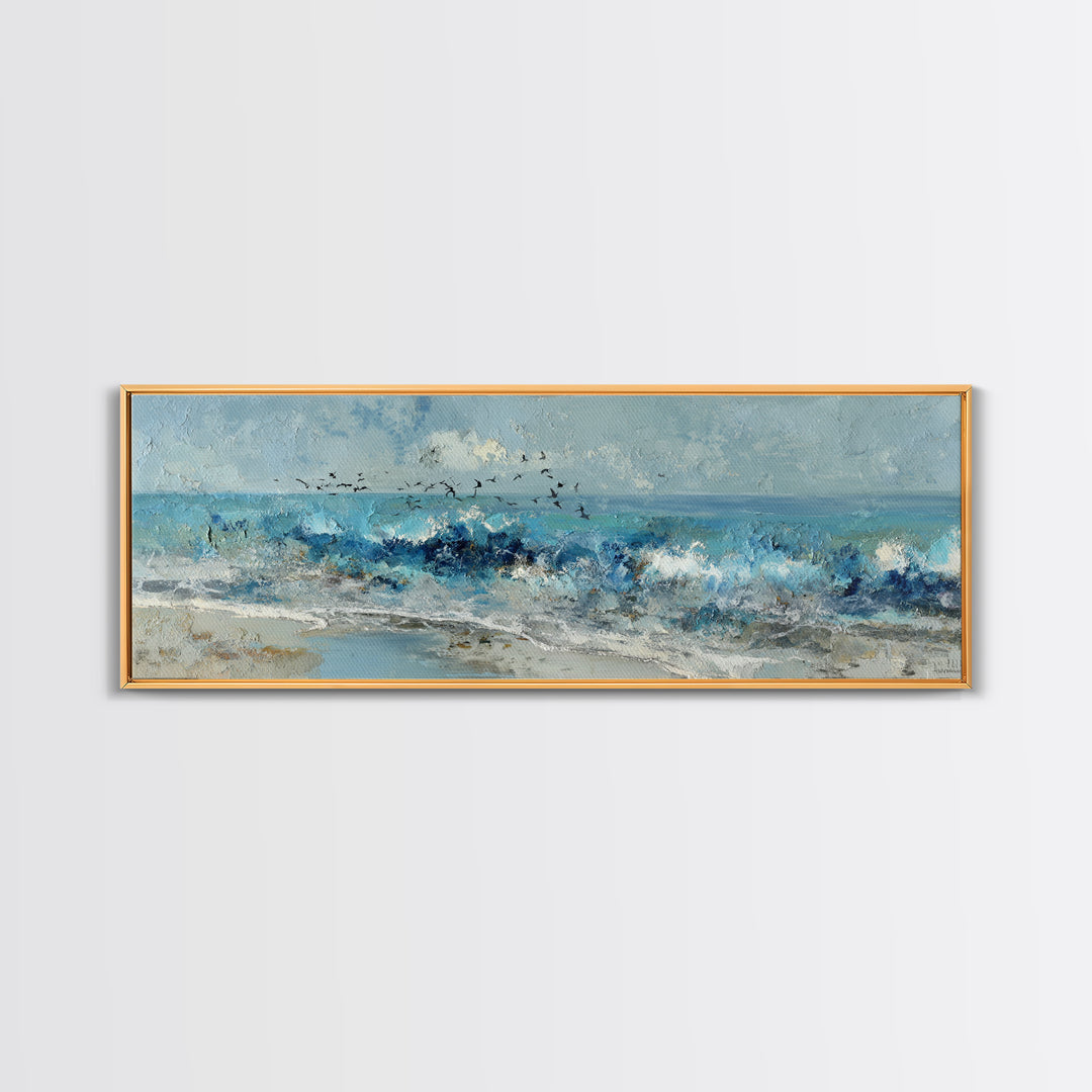 Coastal Aerial Shoreline Canvas Print, Living Room Art, Large Wall Art, Living Room Decor, Fine Art, Living, Dopamine Decor, LIR-3x1-75