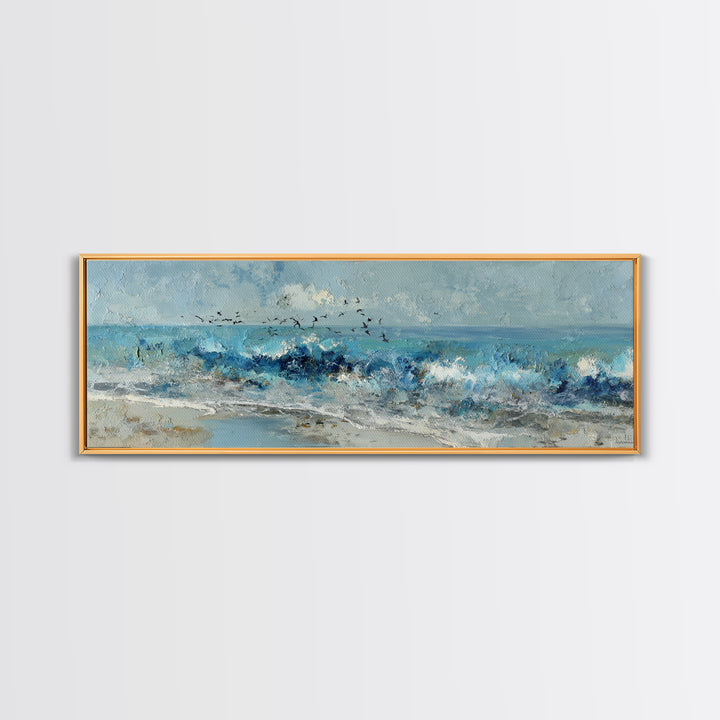 Coastal Aerial Shoreline Canvas Print, Living Room Art, Large Wall Art, Living Room Decor, Fine Art, Living, Dopamine Decor, LIR-3x1-75