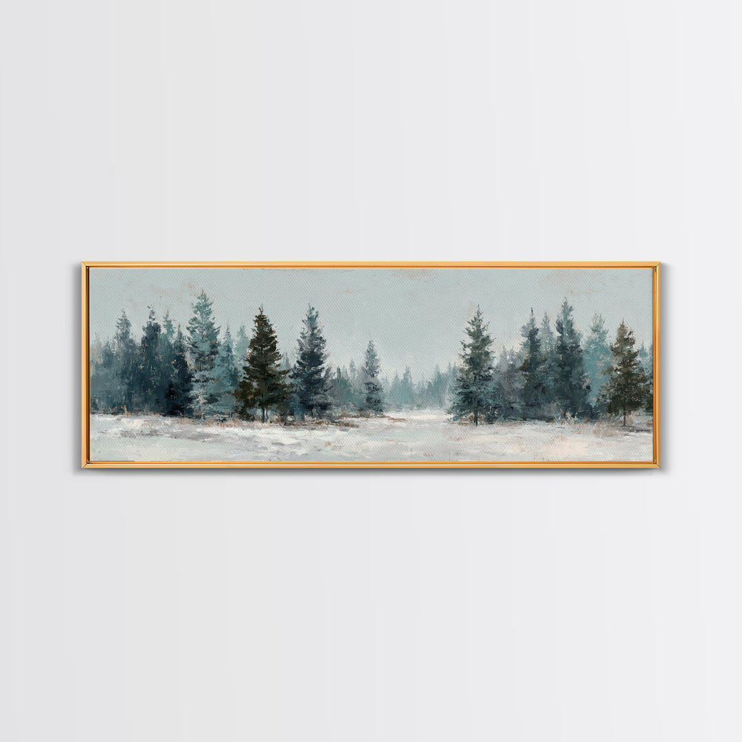 Minimal Scandinavian Forest Framed Canvas Print, Living Room Art, Modern Wall Art, Living Room Decor, Oil Painting, Living, LIR-3x1-77