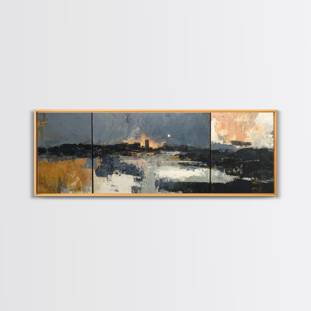 Classic Mountain Panorama for Cozy Interiors Canvas Print, Living Room Art, Painting, Living Room Decor, Fine Art, Living, LIR-3x1-80