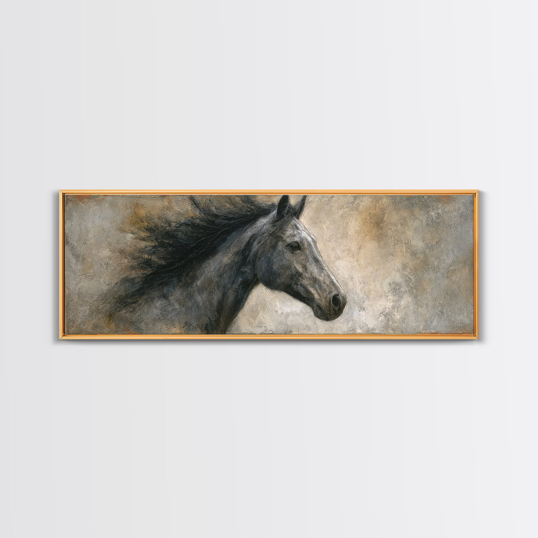 Contemporary Horse Portrait Canvas Print, Living Room Art, Modern Wall Art, Living Room Decor, Fine Art, Living, LIR-3x1-98