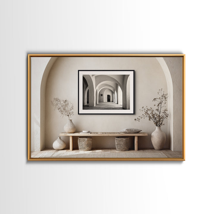 Black and White Architectural Arch Composition Canvas Print, Living Room Art, Modern Decor, Living Room Decor, Fine Art, Living, LIR-3x2-11