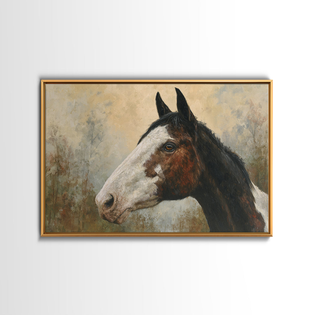 Contemporary Horse Portrait Framed Canvas Print, Living Room Art, Digital Wall Art, Living Room Decor, Fine Art, Living, LIR-3x2-14