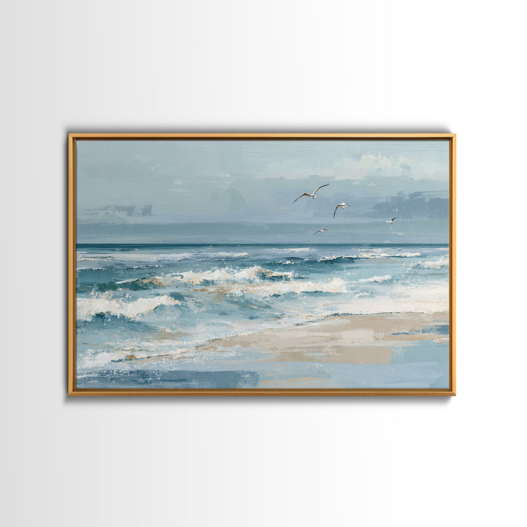 Coastal Aerial Shoreline Framed Canvas Print, Living Room Art, Pet Portraits, Living Room Decor, Living, Neutral Decor, LIR-3x2-15