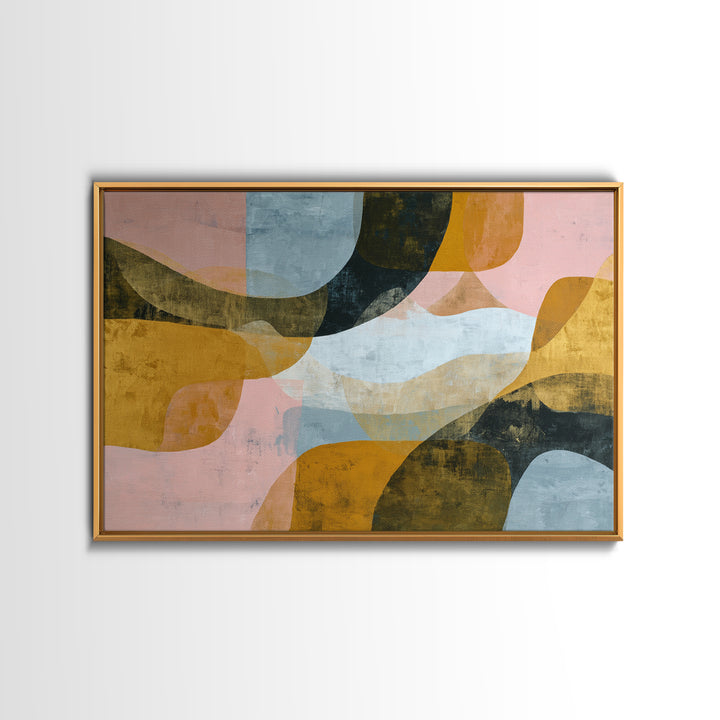 Gold Accented Abstract Brushwork Framed Canvas Print, Living Room Art, Large Wall Art, Living Room Decor, Abstract Art, Living, LIR-3x2-18