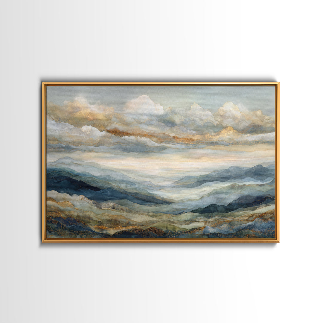 Large Cloudscape with Gentle Movement Framed Canvas Print, Living Room Art, Modern Wall Art, Living Room Decor, Living, LIR-3x2-23