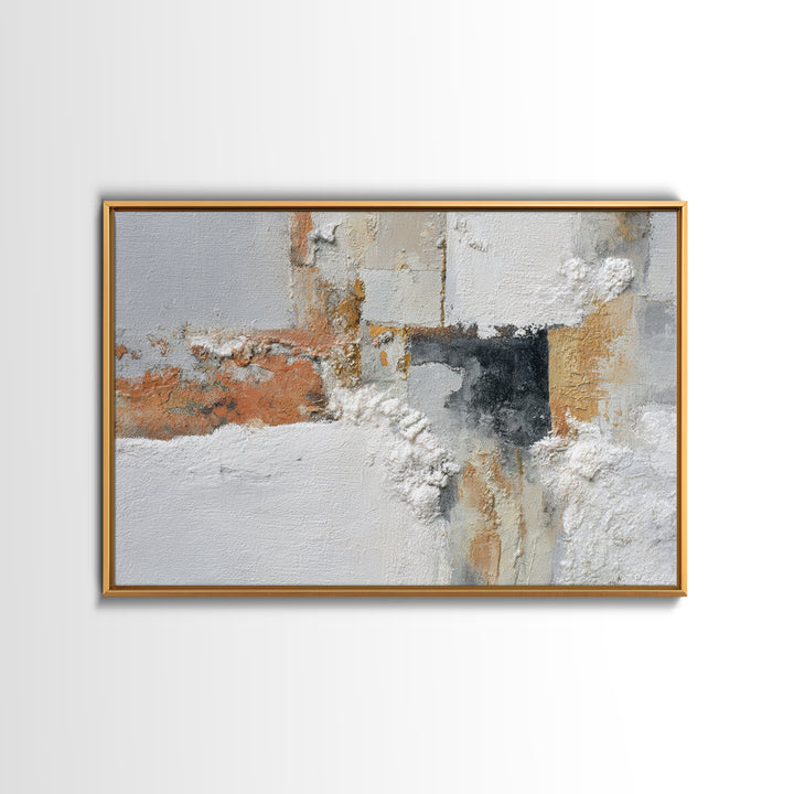 Monochrome Stone Texture Abstraction Framed Canvas Print, Living Room Art, Dopamine Decor, Living Room Decor, Fine Art, Living, LIR-3x2-25